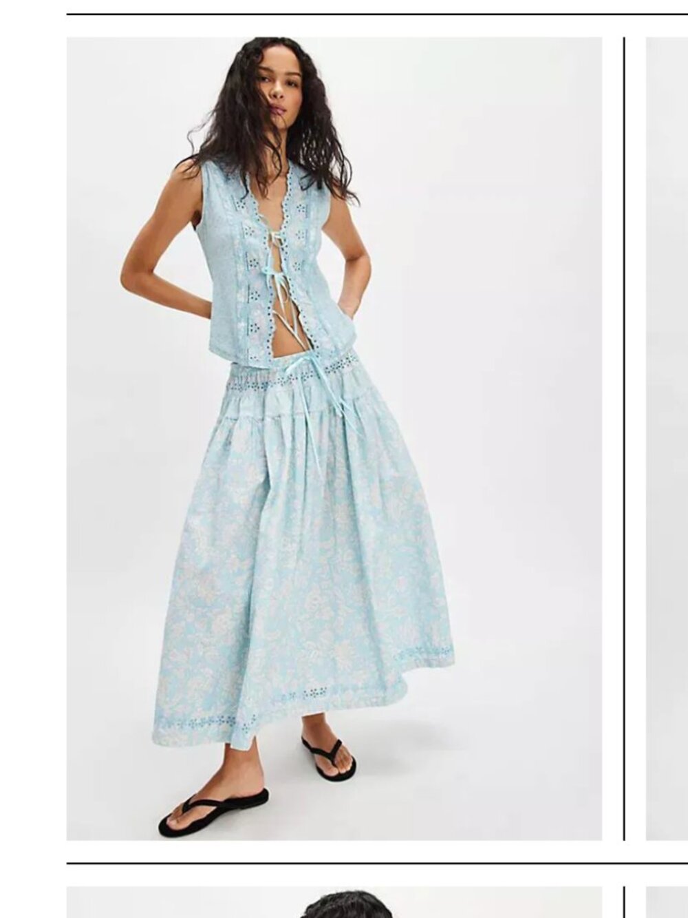 Free People Gesibelle Printed Maxi Skirt and tank set sz XL